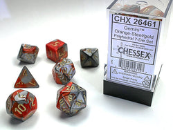 Gemini® Polyhedral Orange-Steel/gold 7-Die Set RPG DND OOP (Online Only)