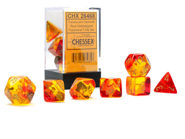 Chessex Gemini Translucent Red-Yellow/Gold Dice – Choose Format