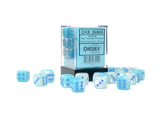 Gemini® Polyhedral Pearl Turquoise-White/blue Luminary™ 7-Die Set /16mm/12mm (Online Only)