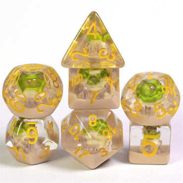 Potted Succulent 7-Dice Set w/Yellow Numbers Dnd Dice Set (Online Only)