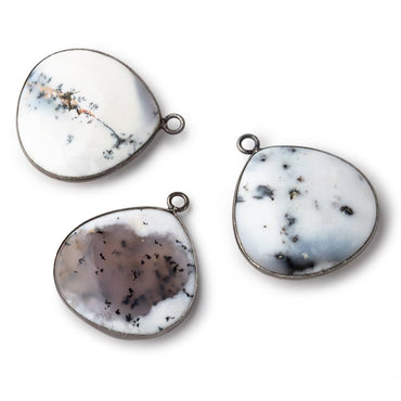 26mm Black Gold Bezel Dendritic Opal Plain Heart Pendant 1 piece (ONLINE ORDER ONLY)