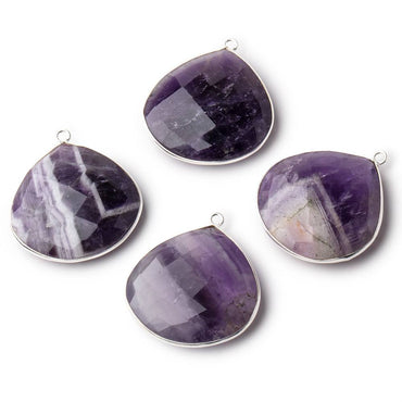26mm Silver .925 Bezel Cape Amethyst Faceted Heart Focal 1 Piece (ONLINE ORDER ONLY)