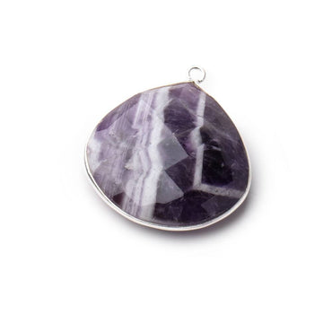 26mm Silver .925 Bezel Cape Amethyst Faceted Heart Focal 1 Piece (ONLINE ORDER ONLY)