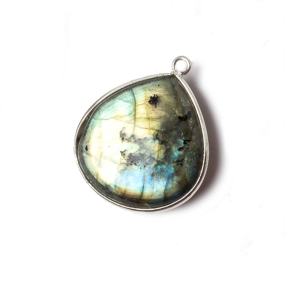16mm Sterling Silver Bezel Labradorite plain heart Pendant 1 focal bead (ONLINE ORDER ONLY)
