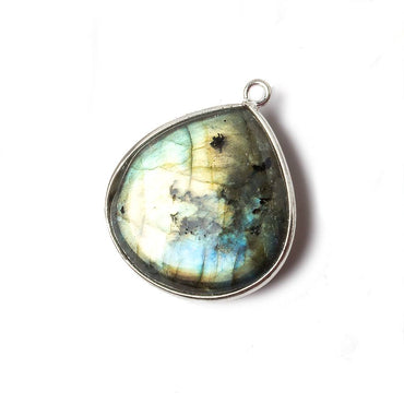 16mm Sterling Silver Bezel Labradorite plain heart Pendant 1 focal bead (ONLINE ORDER ONLY)