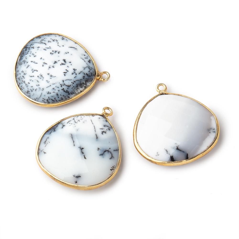 26mm Vermeil Bezel Dendritic Opal Faceted Heart Pendant 1 piece (ONLINE ORDER ONLY)