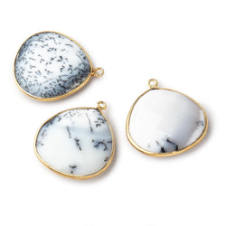 26mm Vermeil Bezel Dendritic Opal Faceted Heart Pendant 1 piece (ONLINE ORDER ONLY)