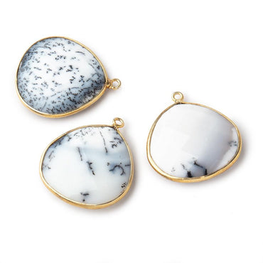 26mm Vermeil Bezel Dendritic Opal Faceted Heart Pendant 1 piece (ONLINE ORDER ONLY)