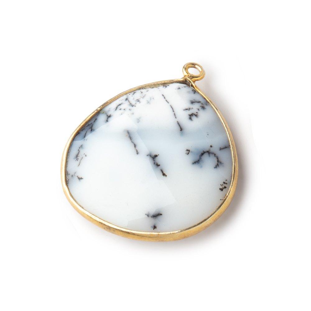 26mm Vermeil Bezel Dendritic Opal Faceted Heart Pendant 1 piece (ONLINE ORDER ONLY)