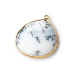 26mm Vermeil Bezel Dendritic Opal Faceted Heart Pendant 1 piece (ONLINE ORDER ONLY)