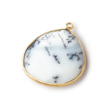 26mm Vermeil Bezel Dendritic Opal Faceted Heart Pendant 1 piece (ONLINE ORDER ONLY)