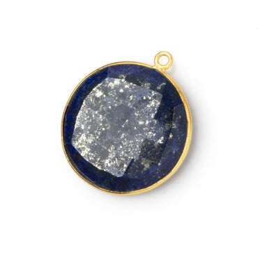 26mm Vermeil Bezel Lapis Lazuli Faceted Coin Pendant 1 piece (ONLINE ORDER ONLY)