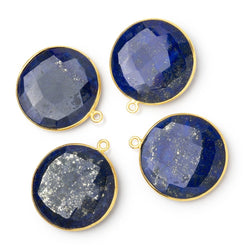 26mm Vermeil Bezel Lapis Lazuli Faceted Coin Pendant 1 piece (ONLINE ORDER ONLY)