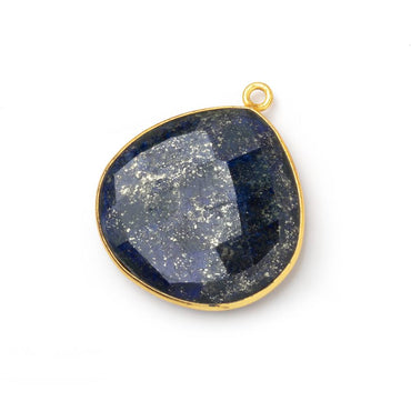 26mm Vermeil Bezel Lapis Lazuli Faceted Heart Pendant 1 piece (ONLINE ORDER ONLY)
