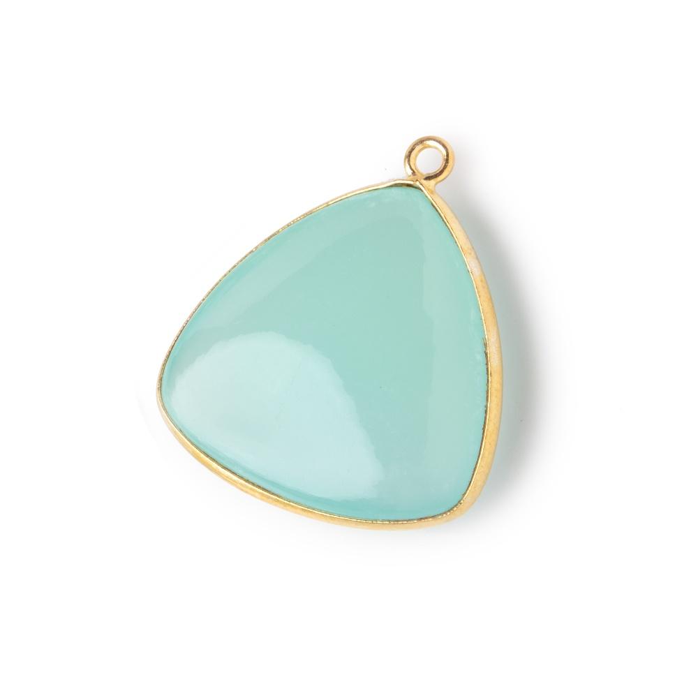 26mm Vermeil Bezel Seafoam Chalcedony Plain Triangle Pendant 1 piece (ONLINE ORDER ONLY)