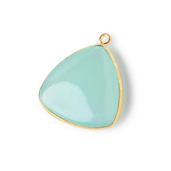 26mm Vermeil Bezel Seafoam Chalcedony Plain Triangle Pendant 1 piece (ONLINE ORDER ONLY)