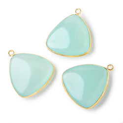 26mm Vermeil Bezel Seafoam Chalcedony Plain Triangle Pendant 1 piece (ONLINE ORDER ONLY)