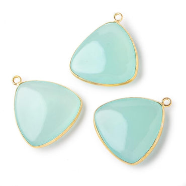 26mm Vermeil Bezel Seafoam Chalcedony Plain Triangle Pendant 1 piece (ONLINE ORDER ONLY)