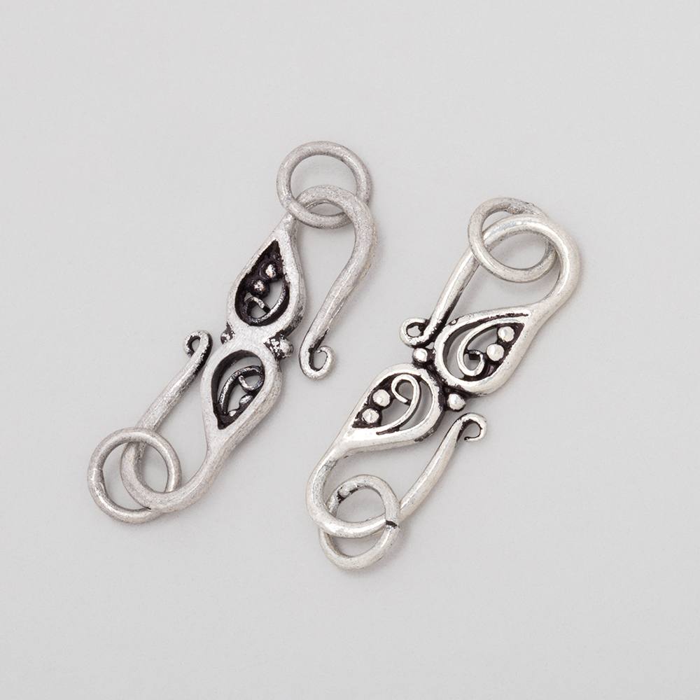 26x10mm Antiqued Sterling Silver S Hook with Paisley 1 piece (ONLINE ORDER ONLY)