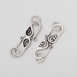 26x10mm Antiqued Sterling Silver S Hook with Paisley 1 piece (ONLINE ORDER ONLY)