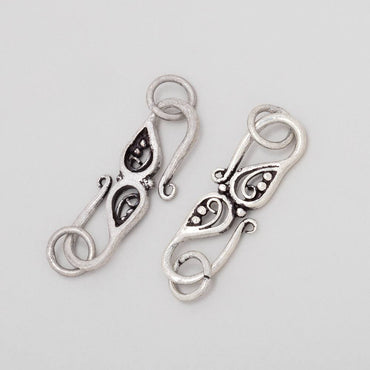 26x10mm Antiqued Sterling Silver S Hook with Paisley 1 piece (ONLINE ORDER ONLY)