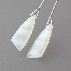 26x10mm White Banded Agate Fancy Shape Briolette Set of 2 Focals (ONLINE ORDER ONLY)