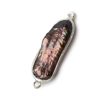 26x11mm Sterling Silver Bezel Peacock Biwa Pearl Connector 1 piece (ONLINE ORDER ONLY)