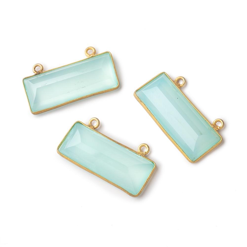26x11mm Vermeil Bezel Seafoam Chalcedony Emerald Cut Bar Connector 1 piece (ONLINE ORDER ONLY)