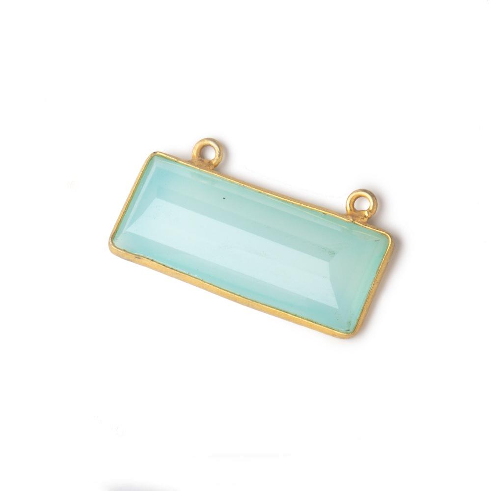 26x11mm Vermeil Bezel Seafoam Chalcedony Emerald Cut Bar Connector 1 piece (ONLINE ORDER ONLY)