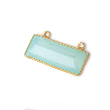 26x11mm Vermeil Bezel Seafoam Chalcedony Emerald Cut Bar Connector 1 piece (ONLINE ORDER ONLY)