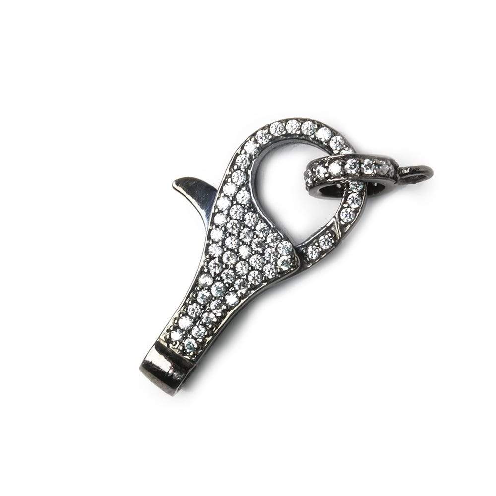 26x12mm Black Gold .925 Silver Pave CZ Lobster Clasp with CZ Ring 1 piece (ONLINE ORDER ONLY)