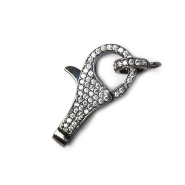 26x12mm Black Gold .925 Silver Pave CZ Lobster Clasp with CZ Ring 1 piece (ONLINE ORDER ONLY)