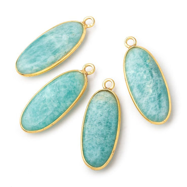 26x12mm Vermeil Bezel Amazonite Plain Oval Pendant 1 Focal Bead (ONLINE ORDER ONLY)