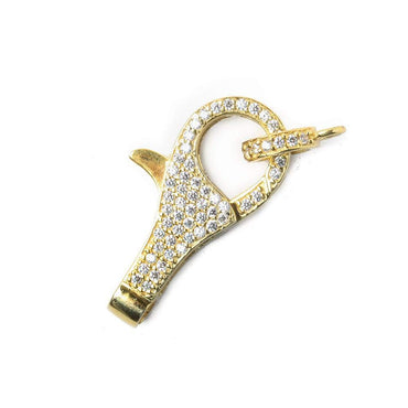 26x12mm Vermeil Pave CZ Lobster Clasp with CZ Ring 1 piece (ONLINE ORDER ONLY)