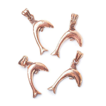 26x13mm Copper Finding Dolphin Charm on Bail Set of 4 (ONLINE ORDER ONLY)