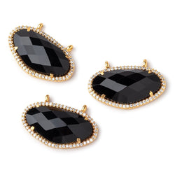 26x15mm Vermeil CZ Bezel Black Chalcedony Modified Oval Connector 1 Focal Bead (ONLINE ORDER ONLY)