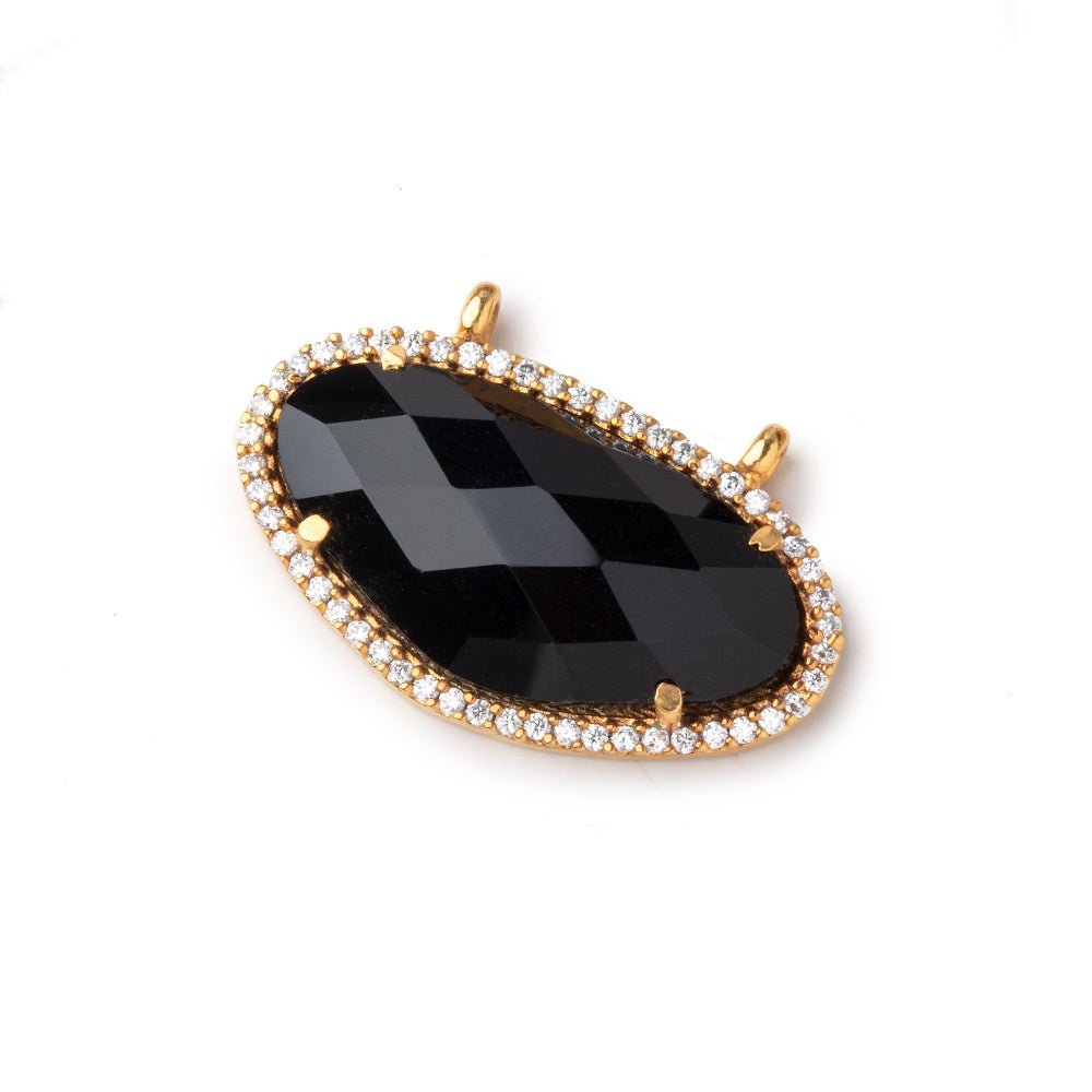 26x15mm Vermeil CZ Bezel Black Chalcedony Modified Oval Connector 1 Focal Bead (ONLINE ORDER ONLY)