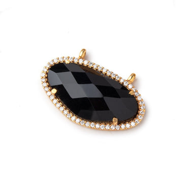 26x15mm Vermeil CZ Bezel Black Chalcedony Modified Oval Connector 1 Focal Bead (ONLINE ORDER ONLY)