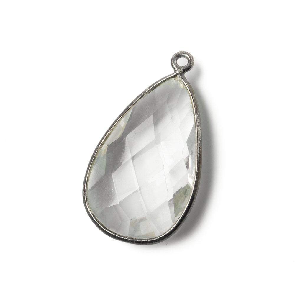 26x16mm Black Gold .925 Bezeled Crystal Quartz faceted Pear Focal Pendant (ONLINE ORDER ONLY)