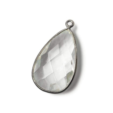 26x16mm Black Gold .925 Bezeled Crystal Quartz faceted Pear Focal Pendant (ONLINE ORDER ONLY)