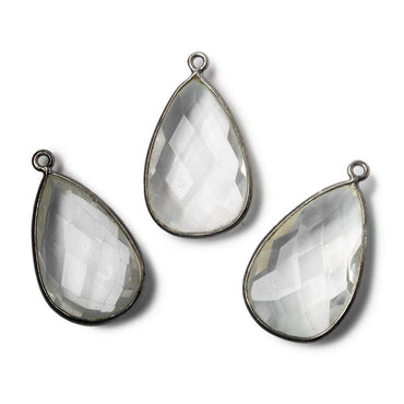 26x16mm Black Gold .925 Bezeled Crystal Quartz faceted Pear Focal Pendant (ONLINE ORDER ONLY)