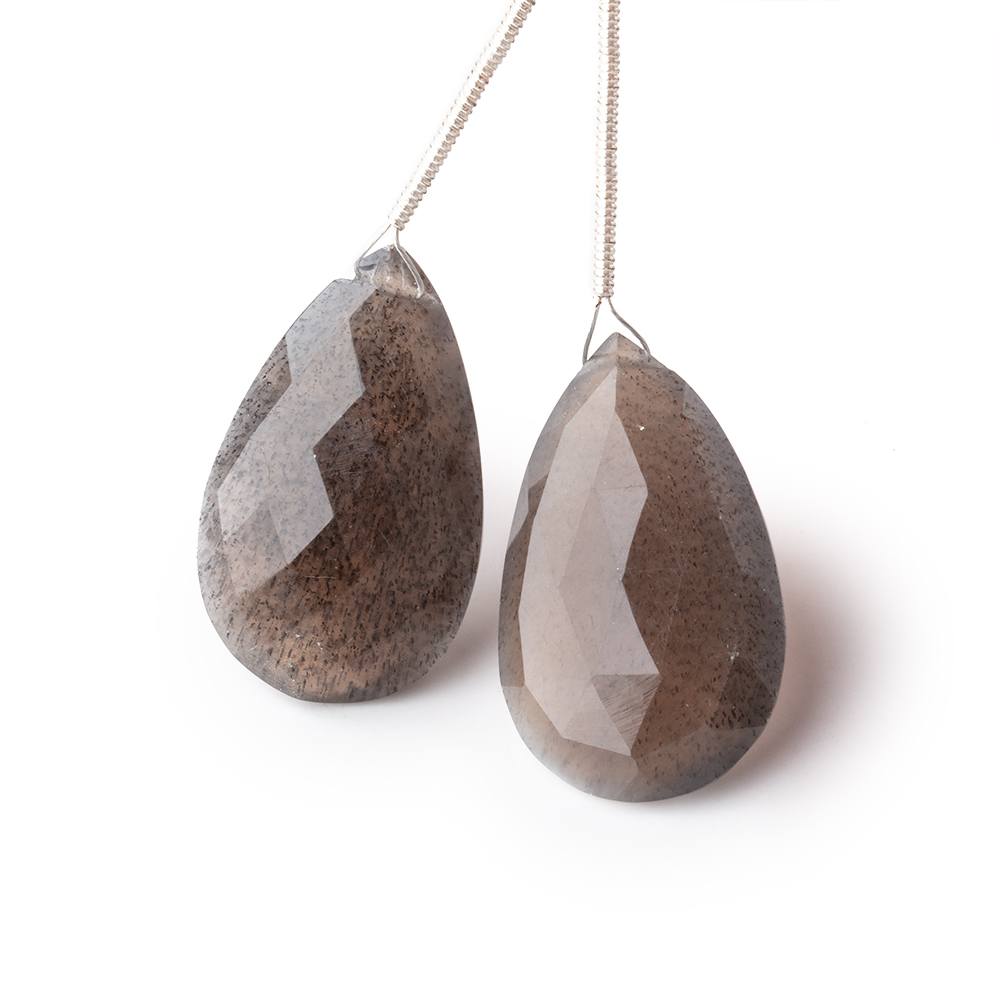 26x16mm Hypersthene Faceted Pear Focal Set of 2 Beads (ONLINE ORDER ONLY)