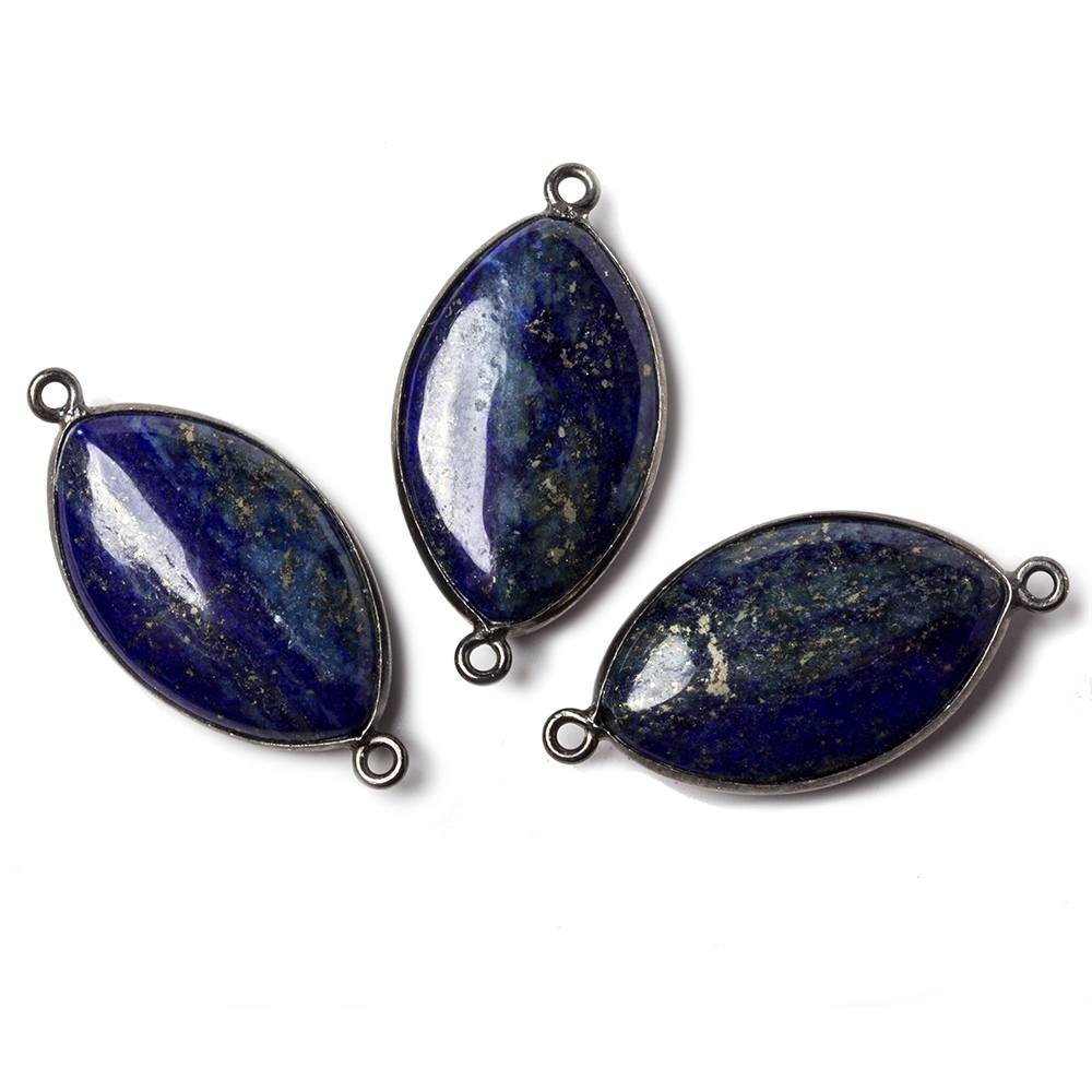 26x16mm Oxidized Silver Bezel Lapis Lazuli Marquise Connector 1 piece (ONLINE ORDER ONLY)