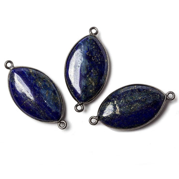 26x16mm Oxidized Silver Bezel Lapis Lazuli Marquise Connector 1 piece (ONLINE ORDER ONLY)
