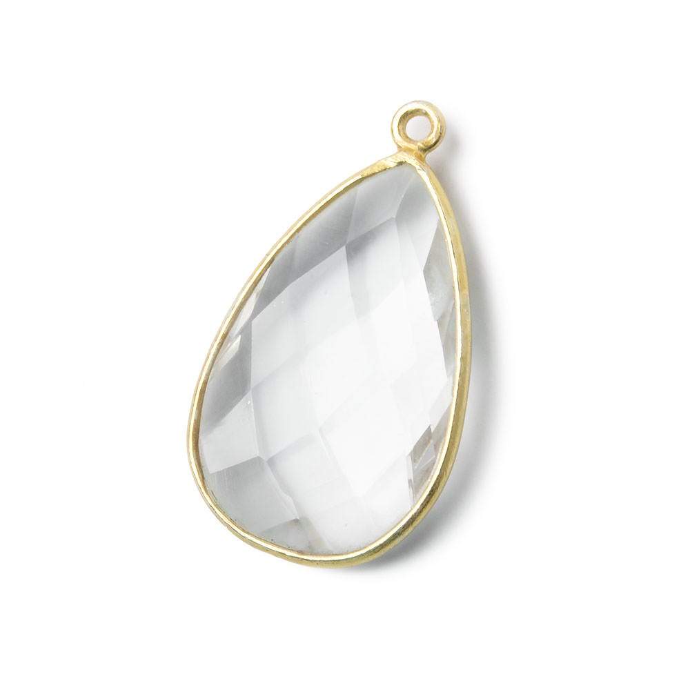 26x16mm Vermeil Bezeled Crystal Quartz faceted Pear Focal Pendant (ONLINE ORDER ONLY)