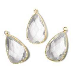 26x16mm Vermeil Bezeled Crystal Quartz faceted Pear Focal Pendant (ONLINE ORDER ONLY)