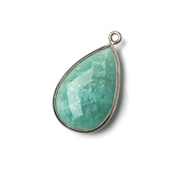 26x17mm Black Gold .925 Bezel Amazonite faceted pear Pendant 1 piece (ONLINE ORDER ONLY)