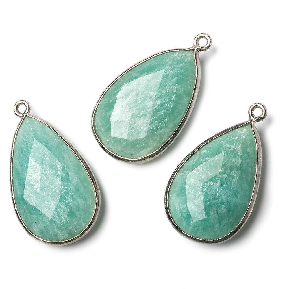 26x17mm Black Gold .925 Bezel Amazonite faceted pear Pendant 1 piece (ONLINE ORDER ONLY)