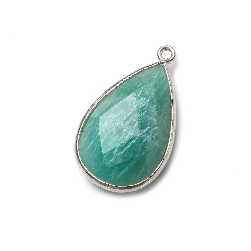 26x17mm Silver Bezel Amazonite faceted pear Pendant 1 piece (ONLINE ORDER ONLY)