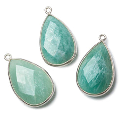 26x17mm Silver Bezel Amazonite faceted pear Pendant 1 piece (ONLINE ORDER ONLY)